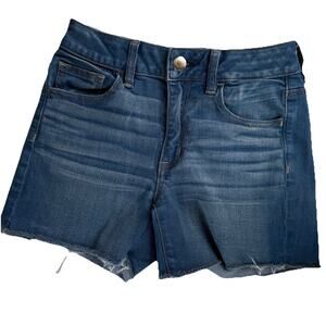 American Eagle Shorts‎ Womens 4 Hi-Rise Shortie Denim Jeans Cut Off Medium Wash